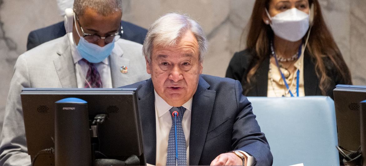 Secretary-General António Guterres addresses the Security Council meeting on cooperation between the UN and regional and subregional organizations in maintaining international peace and security.